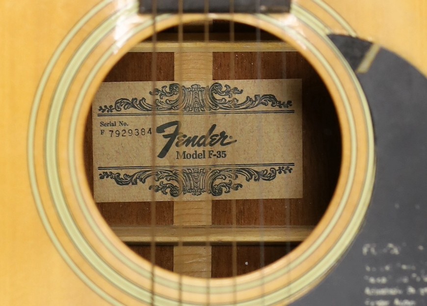 A Fender Model F-35 acoustic guitar serial 7929384, in hard case